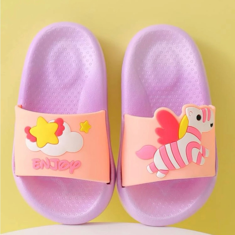 Kids Zebra Star Pink Purple Sandals